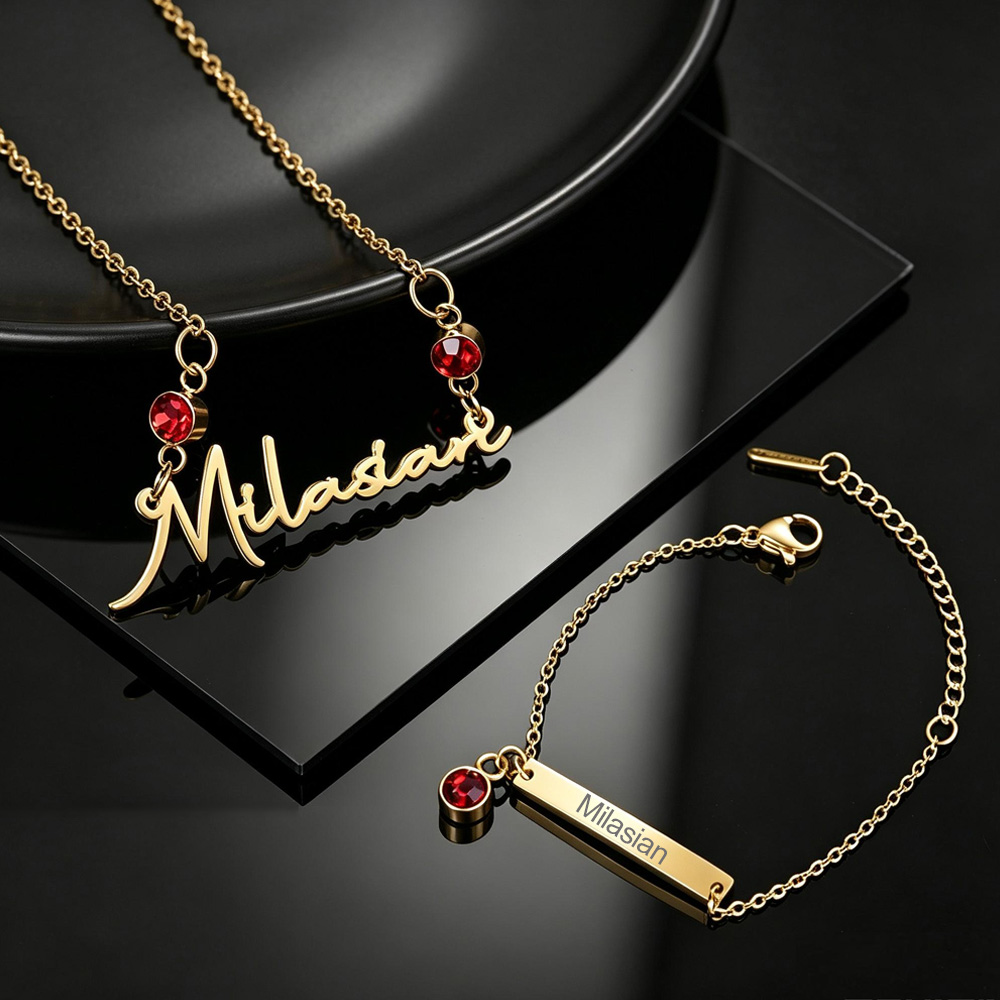 Birthstone Ring Set - Collar Personalizado con Nombre de Bebé