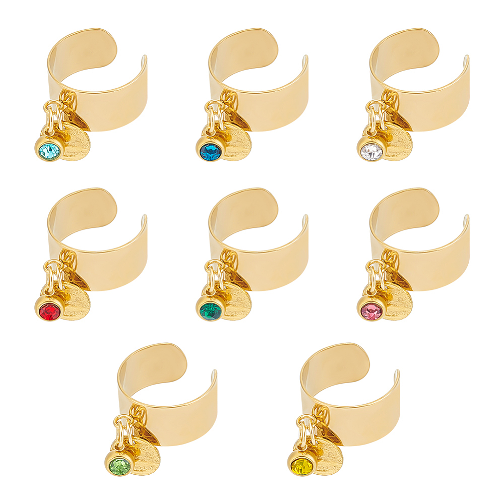 Birthstone Ring Set - Juego de 8 anillos de acero
