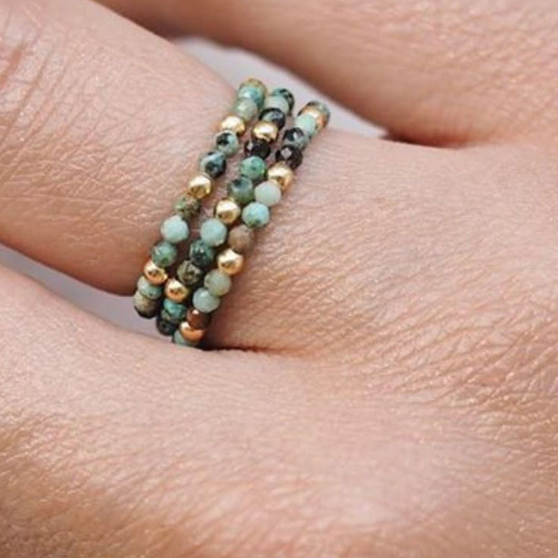 Birthstone Ring Set - Anillo de cristal Anillo de cadena