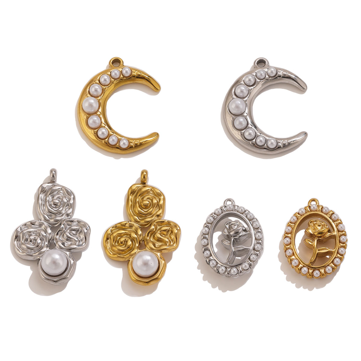Moon Star Earrings - 5 piezas de acero inoxidable chapado