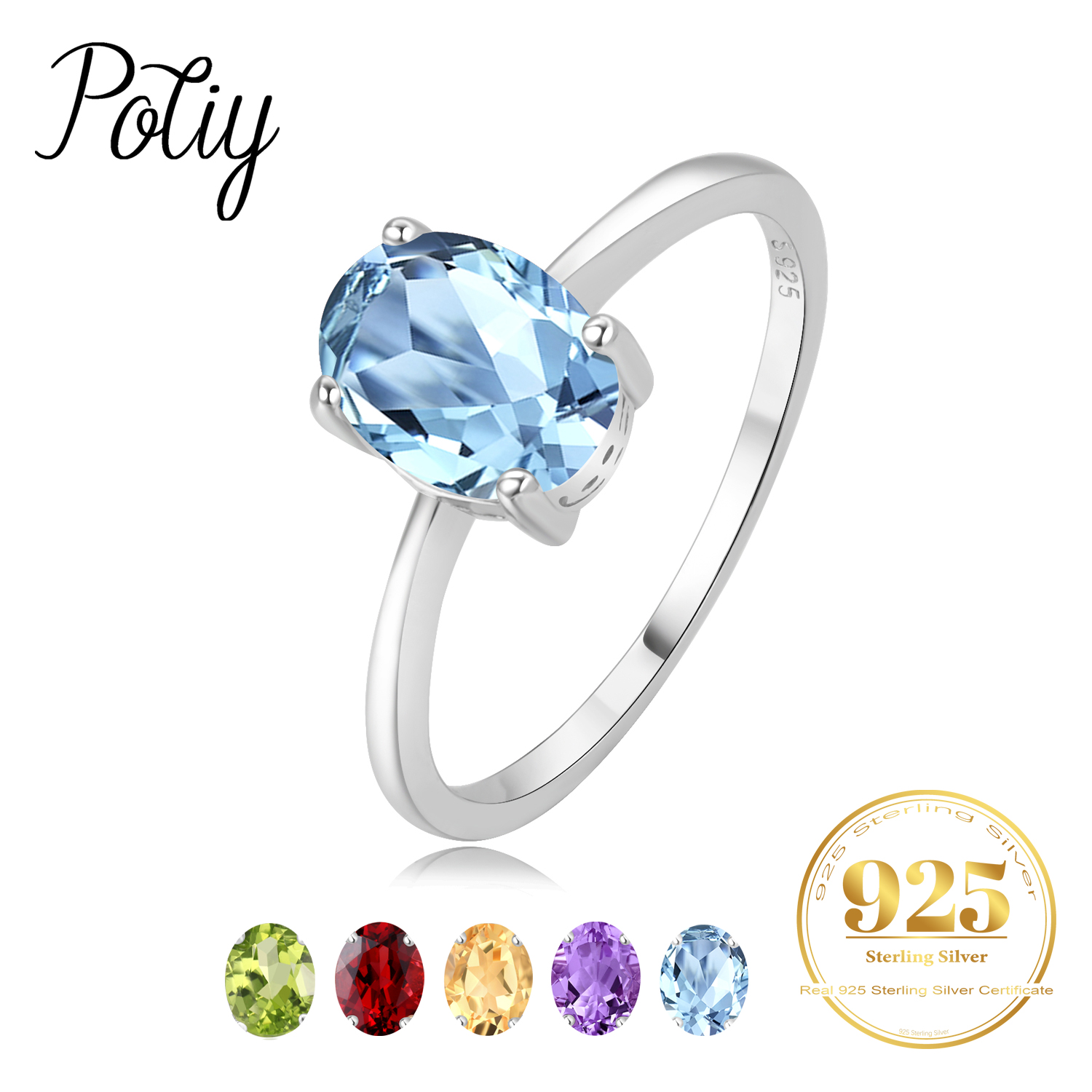 Birthstone Ring Set - Anillo Solitario de Plata de Ley