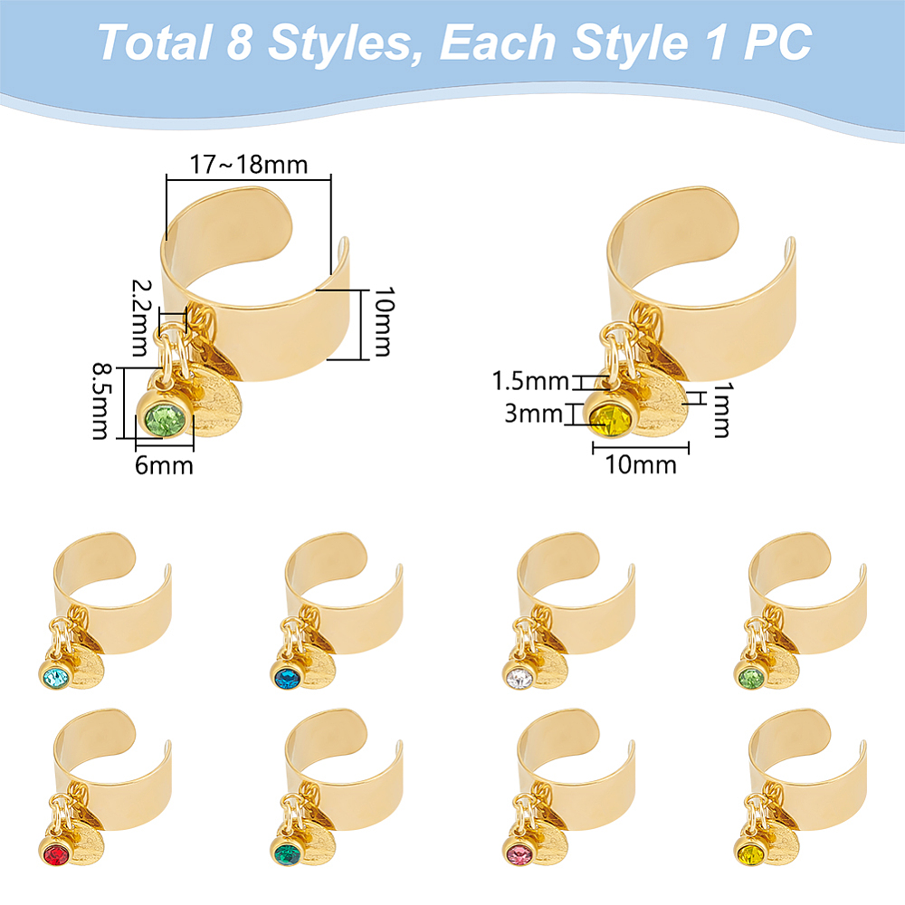 Juego de 8 anillos de acero in - Birthstone Ring Set reseña y precio