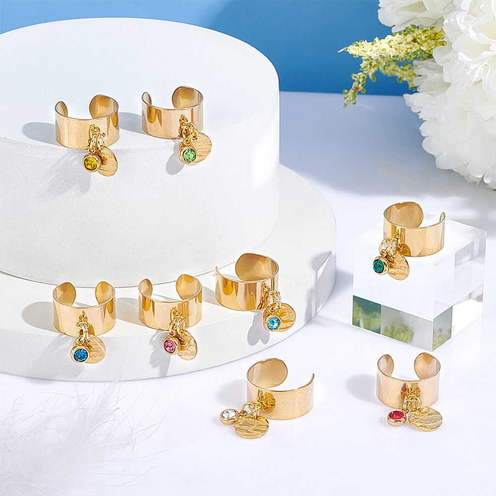 Juego de 8 anillos de acero in - Birthstone Ring Set reseña y precio