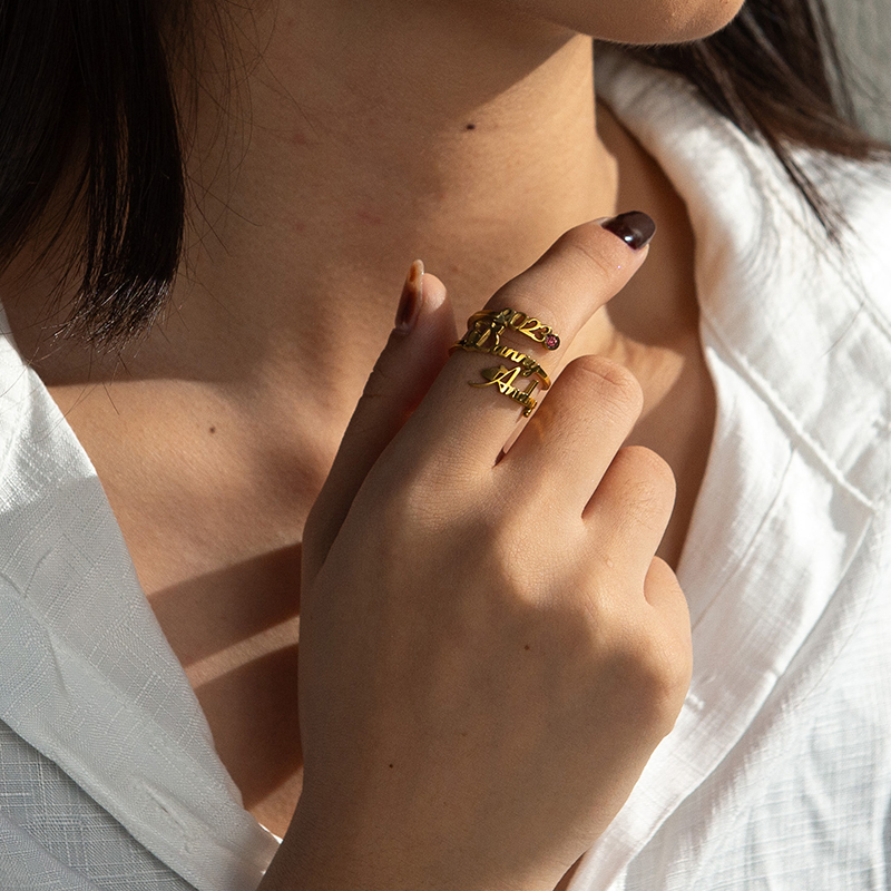 Letdiffery, anillos personaliz - Birthstone Ring Set reseña y precio