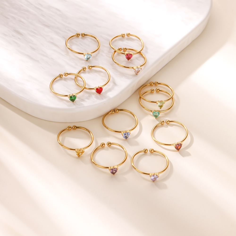 12 anillos de corazón de circo - Birthstone Ring Set reseña y precio