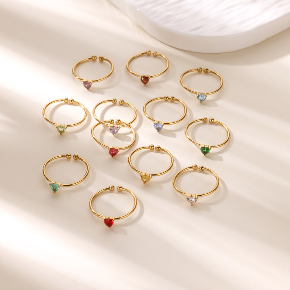12 anillos de corazón de circo - Birthstone Ring Set reseña y precio