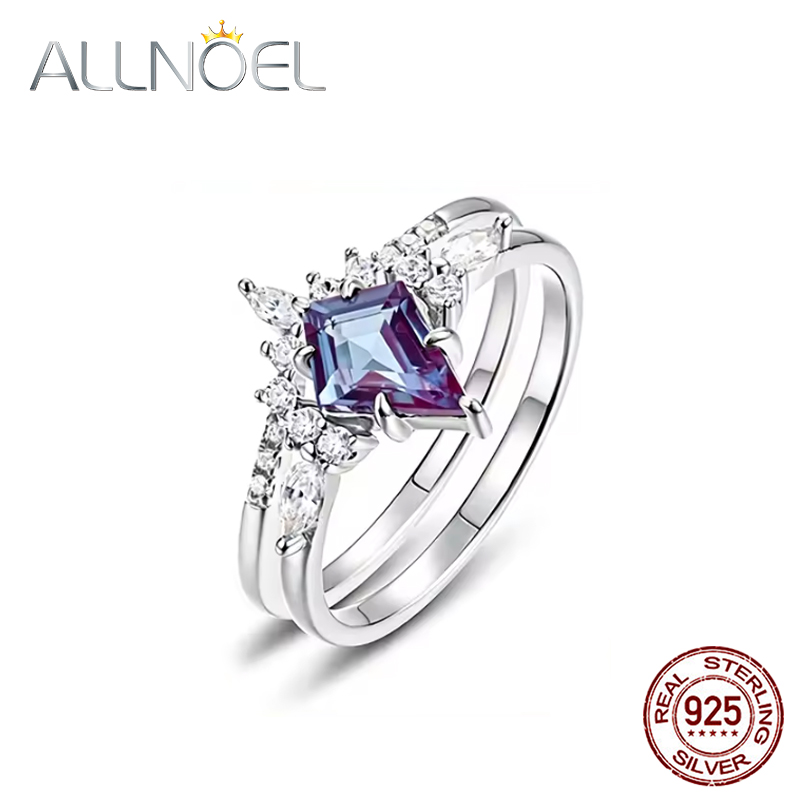 Anillo de plata ALLNOEL con co - Birthstone Ring Set reseña y precio