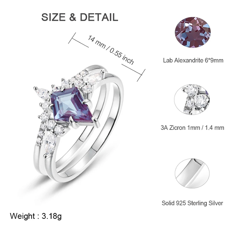 Anillo de plata ALLNOEL con co - Birthstone Ring Set reseña y precio