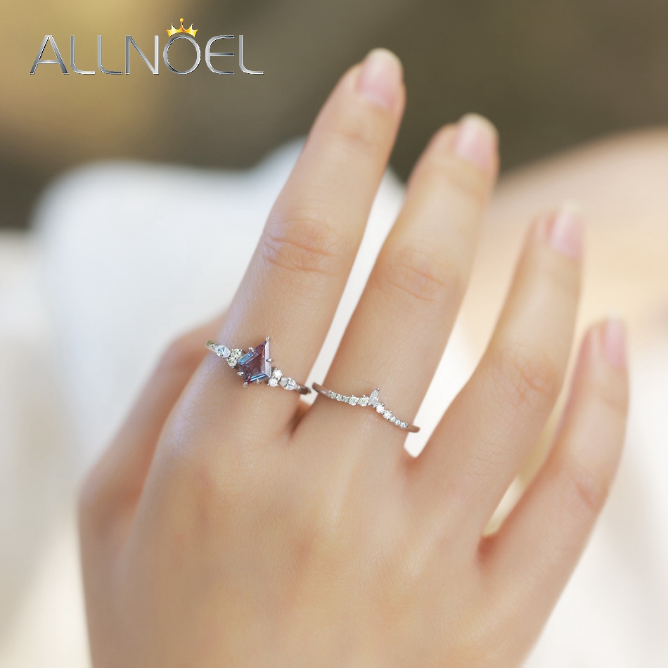 Anillo de plata ALLNOEL con co - Birthstone Ring Set reseña y precio