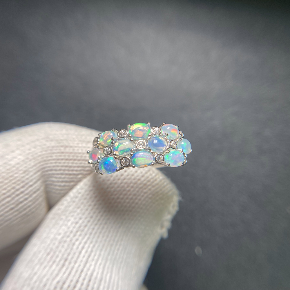 Anillos elegantes de ópalo bla - Birthstone Ring Set reseña y precio