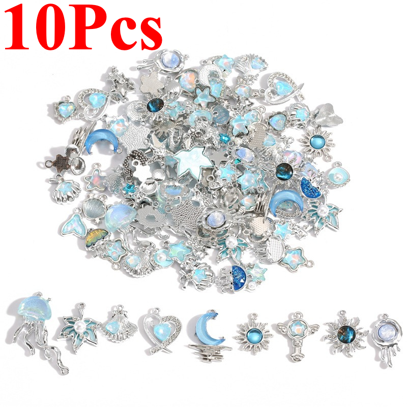 10 Piezas de Dijes de Aleación - Moon Star Earrings reseña y precio