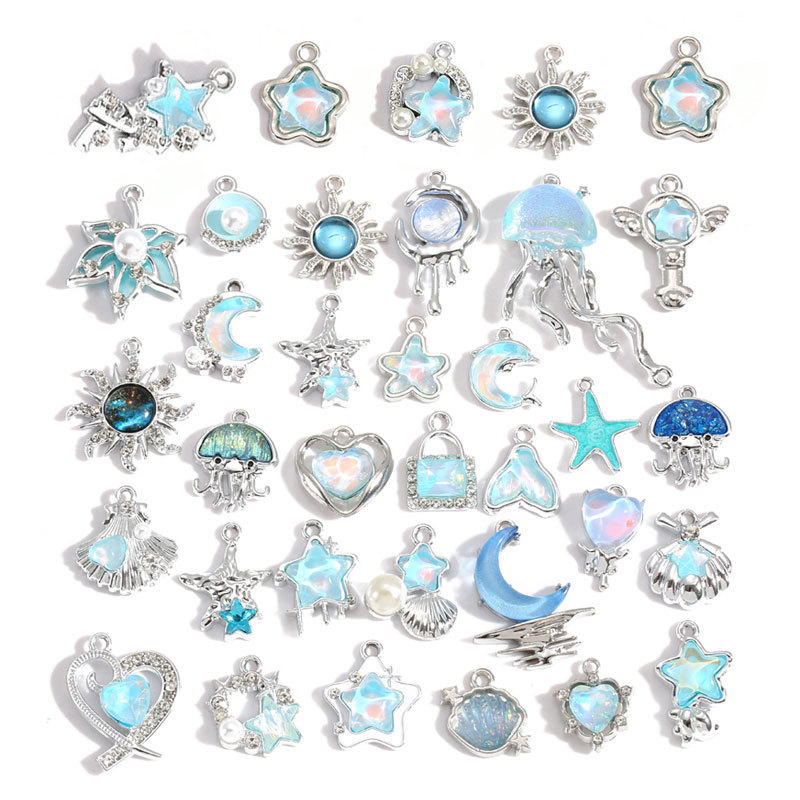 10 Piezas de Dijes de Aleación - Moon Star Earrings reseña y precio