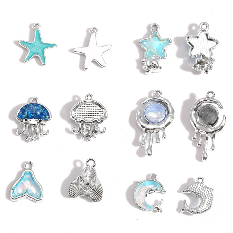 10 Piezas de Dijes de Aleación - Moon Star Earrings reseña y precio