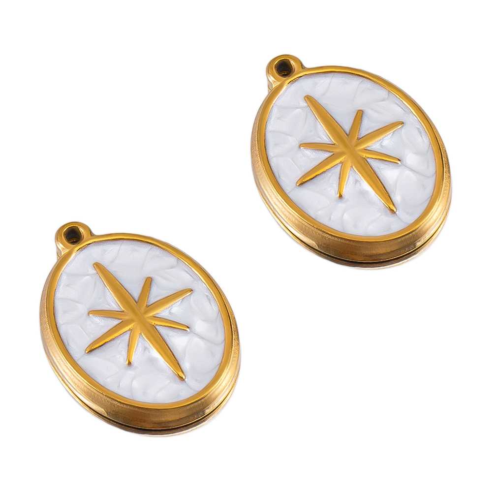 2 uds esmalte blanco de acero  - Moon Star Earrings reseña y precio