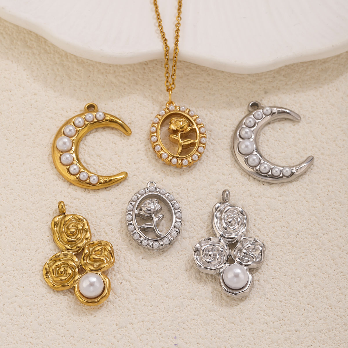 5 piezas de acero inoxidable c - Moon Star Earrings reseña y precio