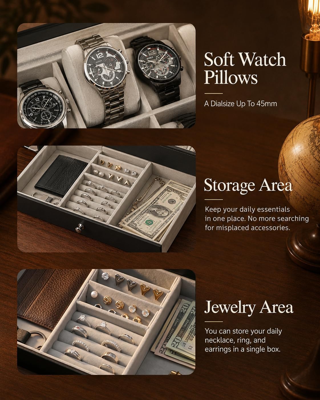 Estuche Organizador de Relojes - Jewelry Watches Box reseña y precio