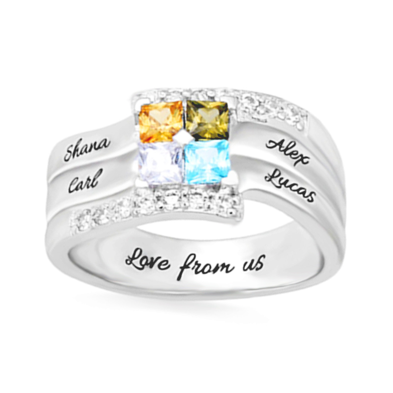 Amxiu-Anillos personalizados c - Birthstone Ring Set reseña y precio