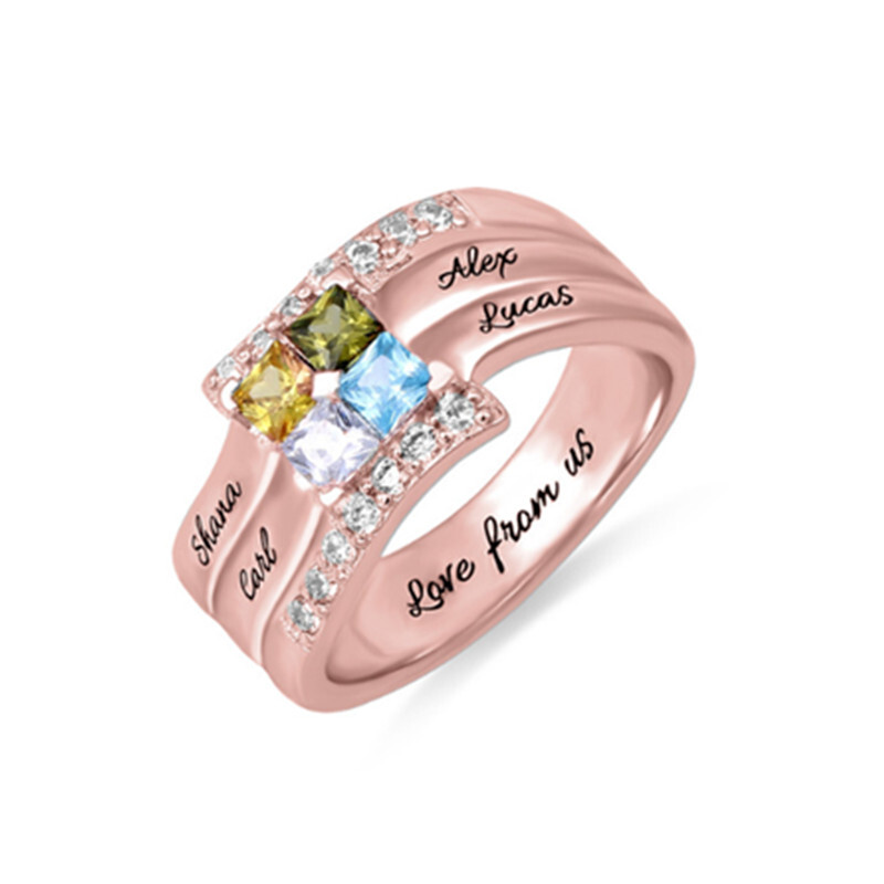 Amxiu-Anillos personalizados c - Birthstone Ring Set reseña y precio