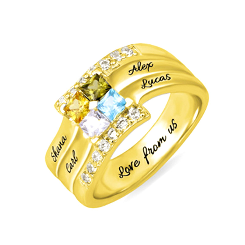 Amxiu-Anillos personalizados c - Birthstone Ring Set reseña y precio